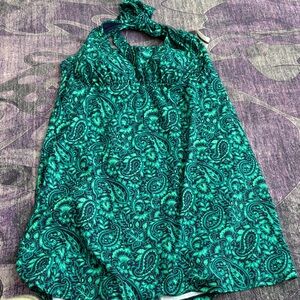 Teal Paisley Halter Dress